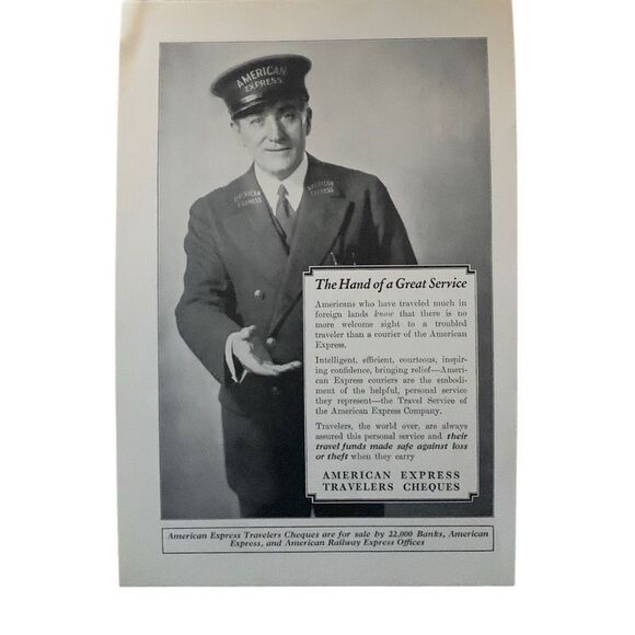 Vintage 1927 American Express Great Service Ad Advertisement - Picture 1 of 3